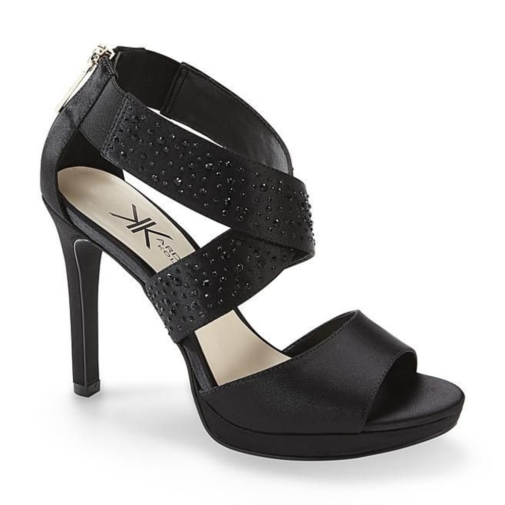 Kardashian Kollection Daelen Black Satin Heels